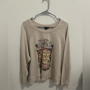Our Love Keeps Lifting Me Higher Long Sleeve/Crewneck. Tan/Khaki Color, Large